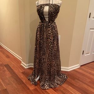 NWOT SEXY SHEER CHEETAH PRINT MAXI